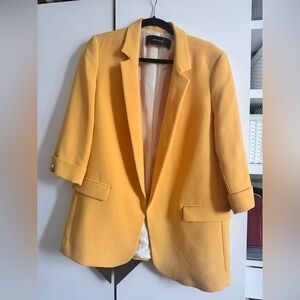 Zara yellow mustard blazer with sleeve detail